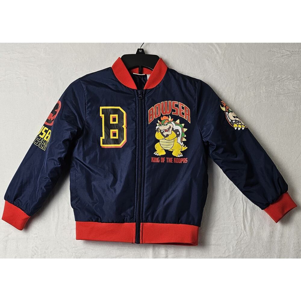 Nintendo Super Mario Kart Boys Bomber Jacket Blue Size 8